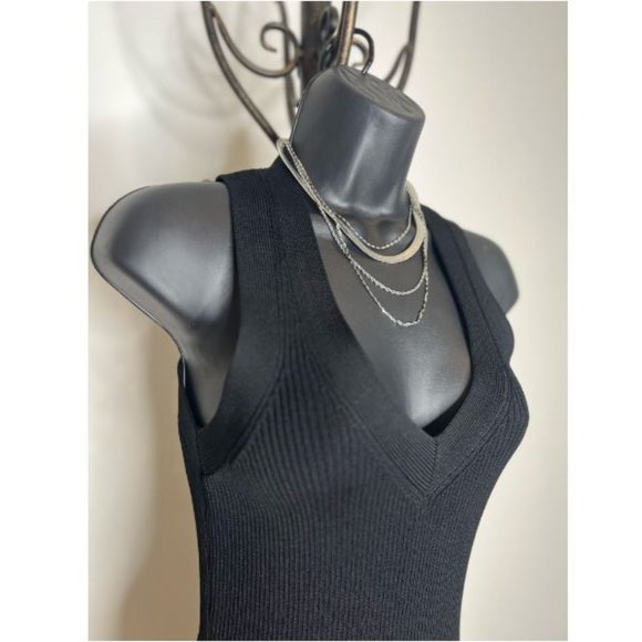 NWT Michael Kors Womens Ribbed Knit Sleeveless Sweater Dress Size S Black - Picture 5 of 7